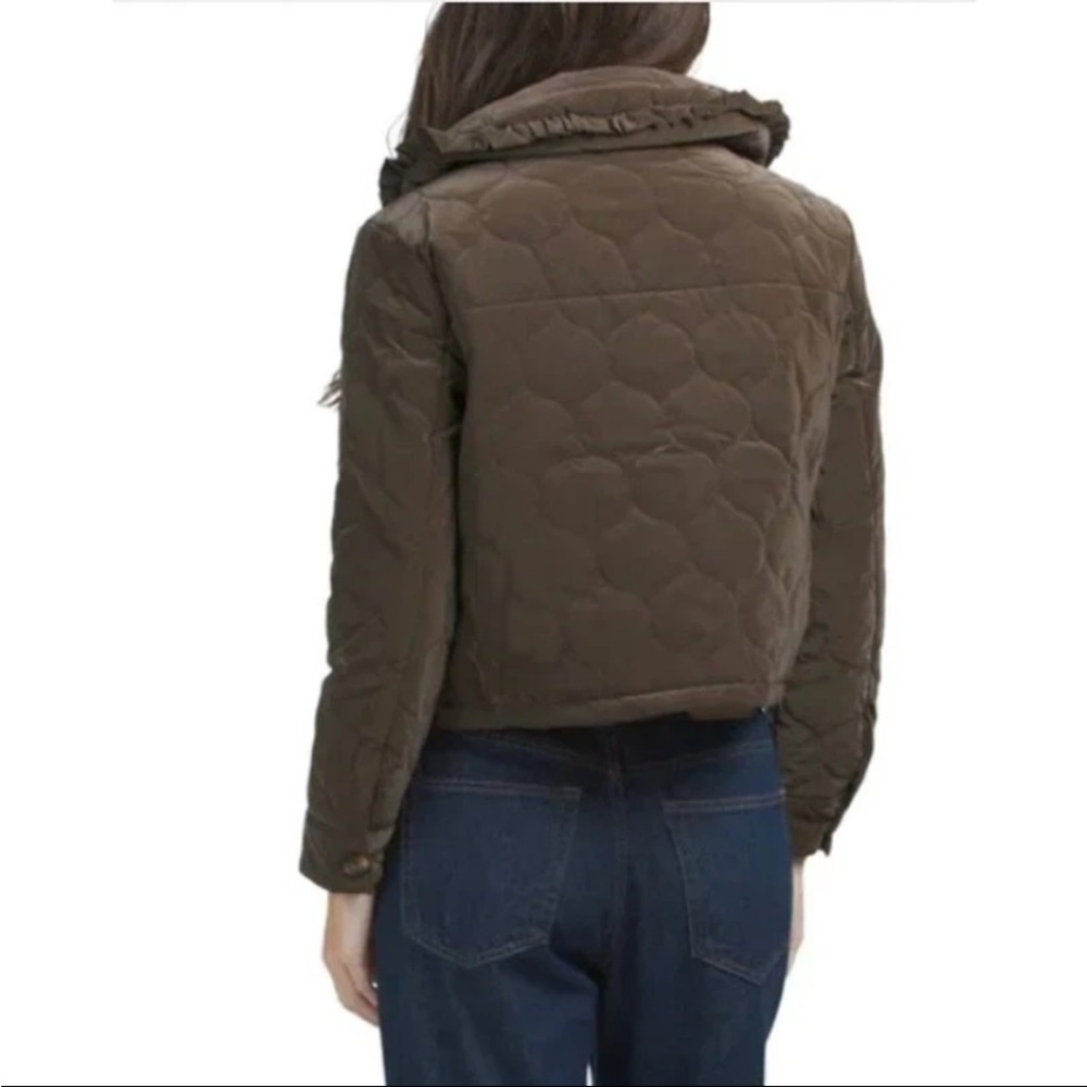 Anthropologie dra Los Angeles Mable Exaggerated Collar Brown Quilted Jacket Sz M - Picture 2 of 10